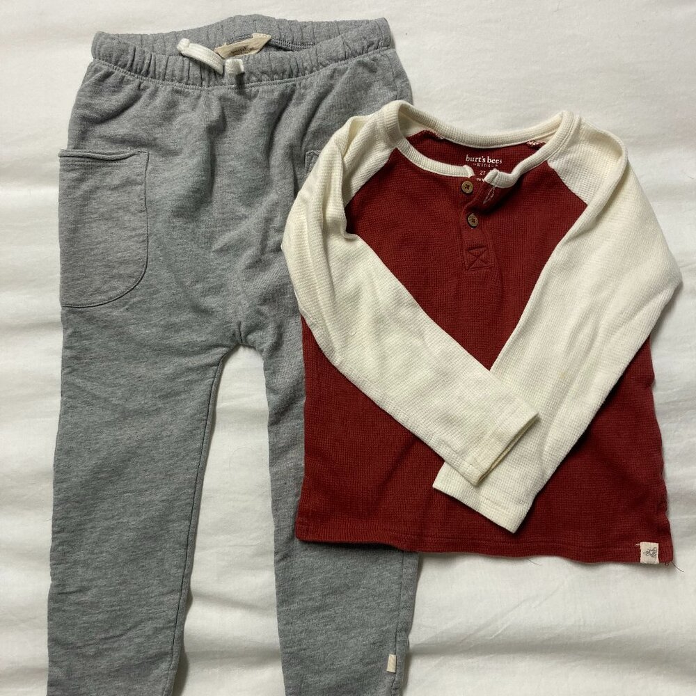 Burt's Bees Toddler Henley Pants Outfit Set 2T